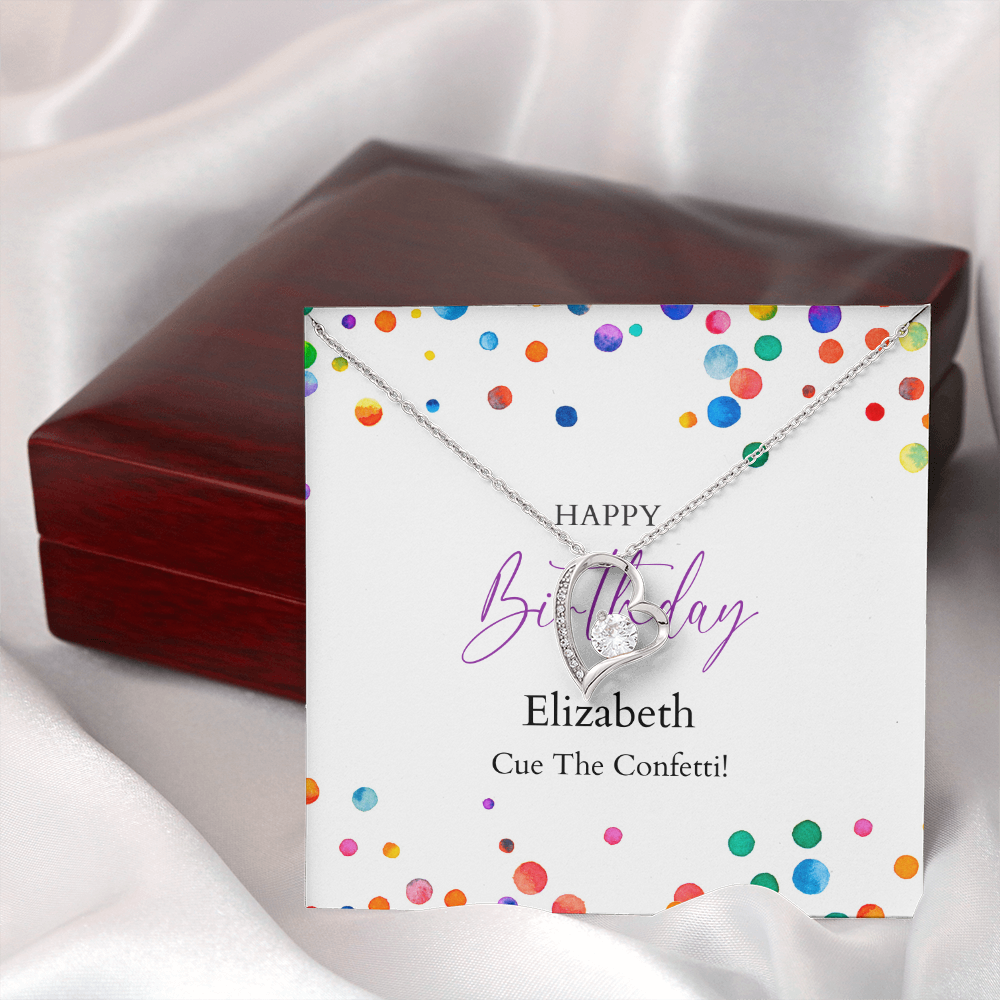 Personalized Happy Birthday- Watercolor Confetti Dots- Forever Yours Necklace