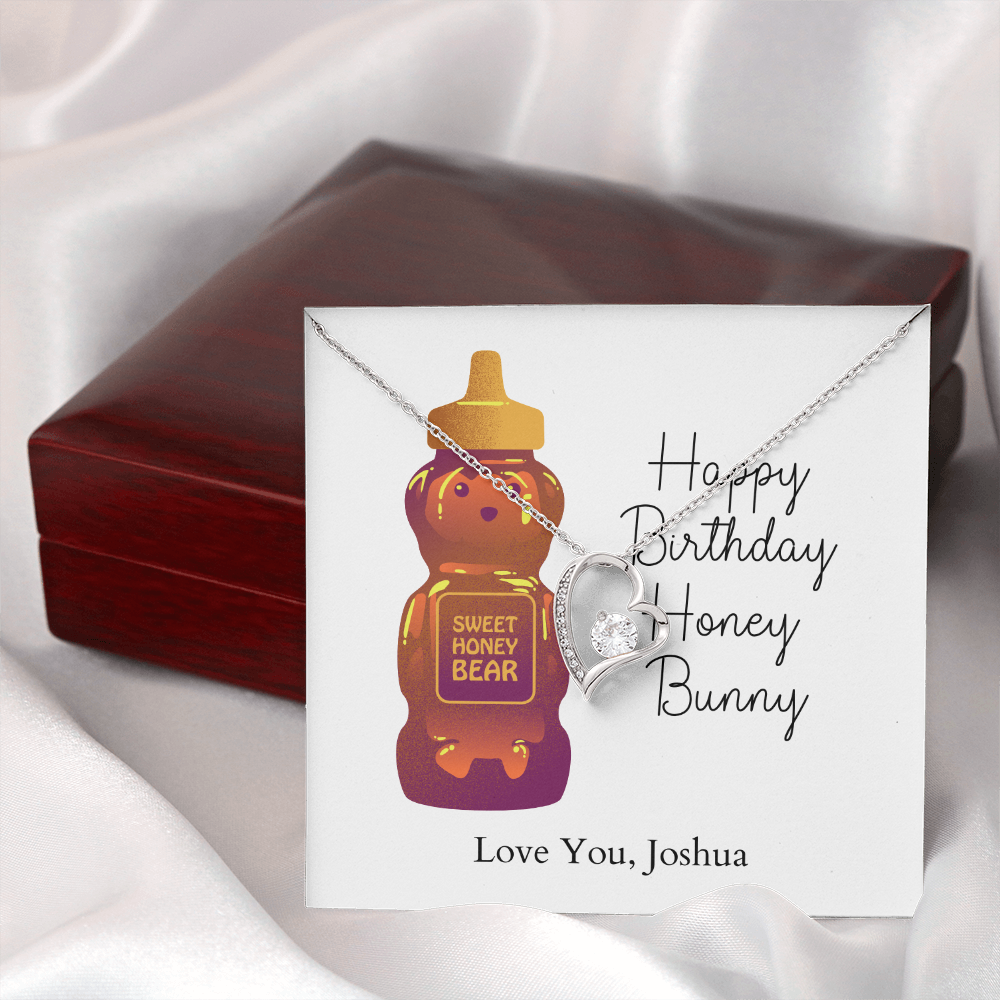 Personalized Happy Birthday- Honey Bunny- Forever Love Necklace