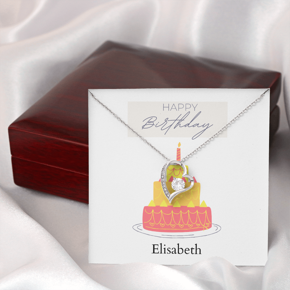 Personalized Happy Birthday- Parisian Cake Celebration-Forever Love Necklace