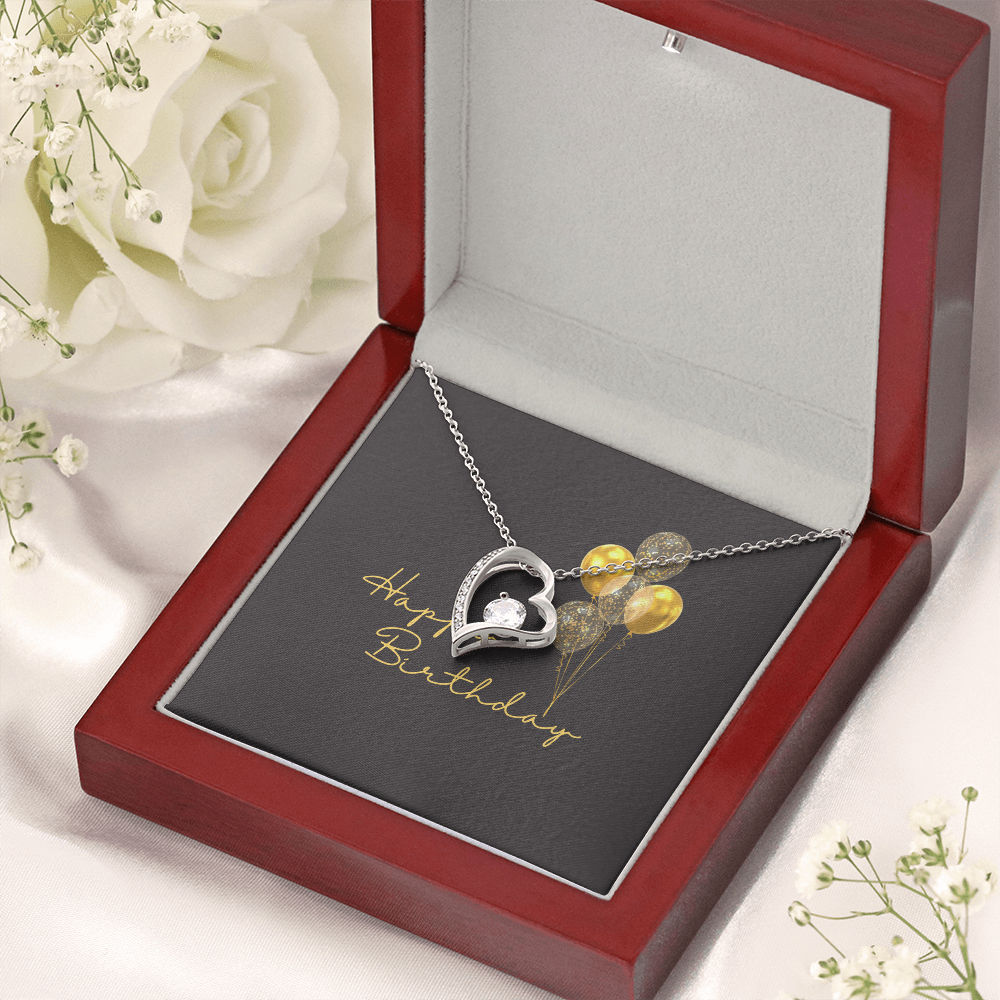 Happy Birthday- Black & Gold- Forever Love Necklace