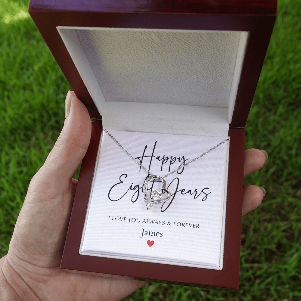 Personalized Happy Eight Year Anniversary-Forever Love Necklace