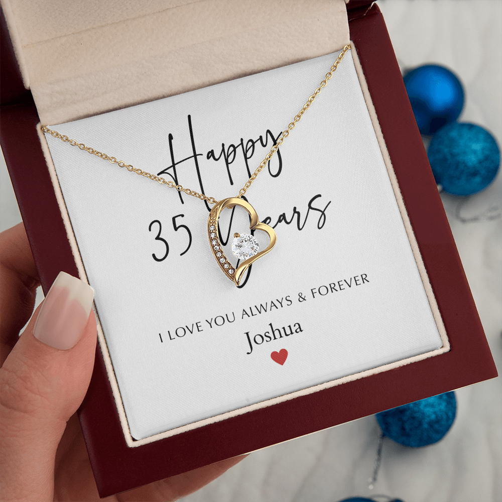Personalized Happy Thirty-Five Year Anniversary-Forever Love Necklace