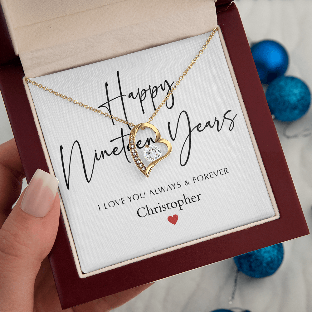 Personalized Happy Nineteen Year Anniversary-Forever Love Necklace