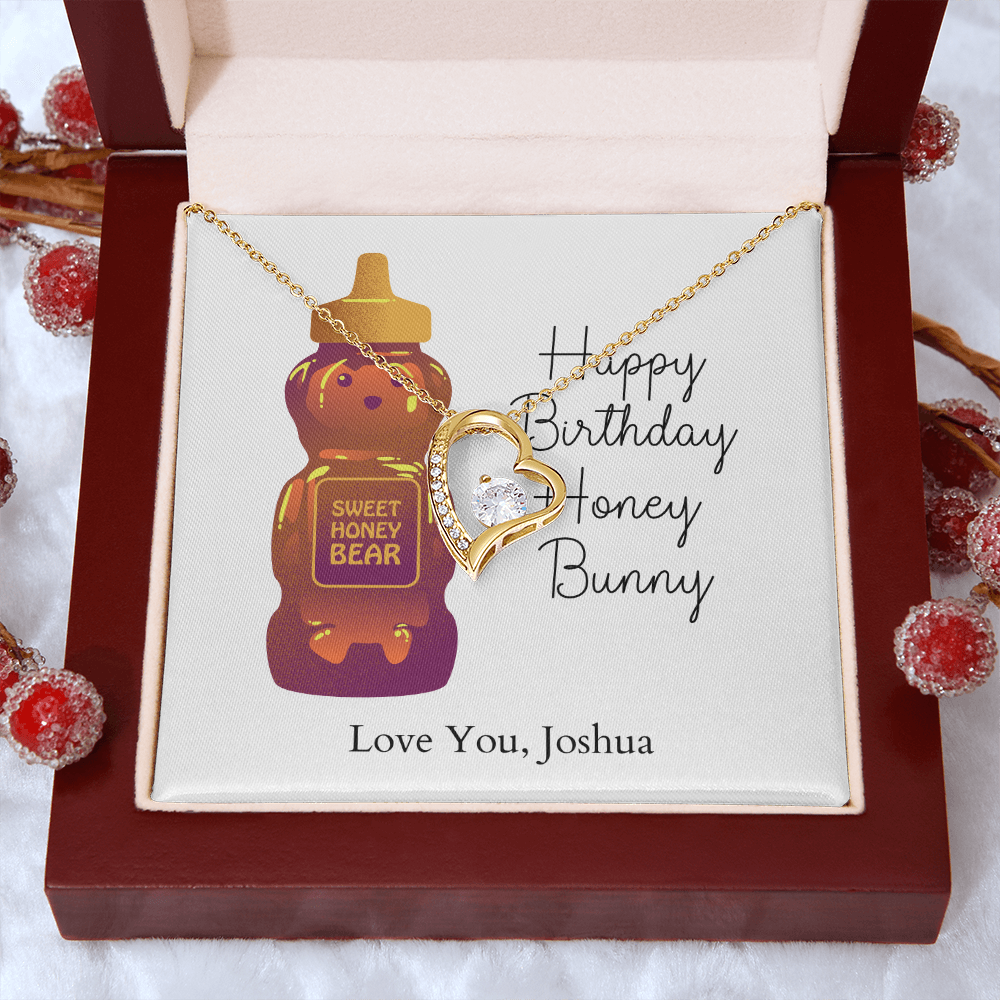 Personalized Happy Birthday- Honey Bunny- Forever Love Necklace
