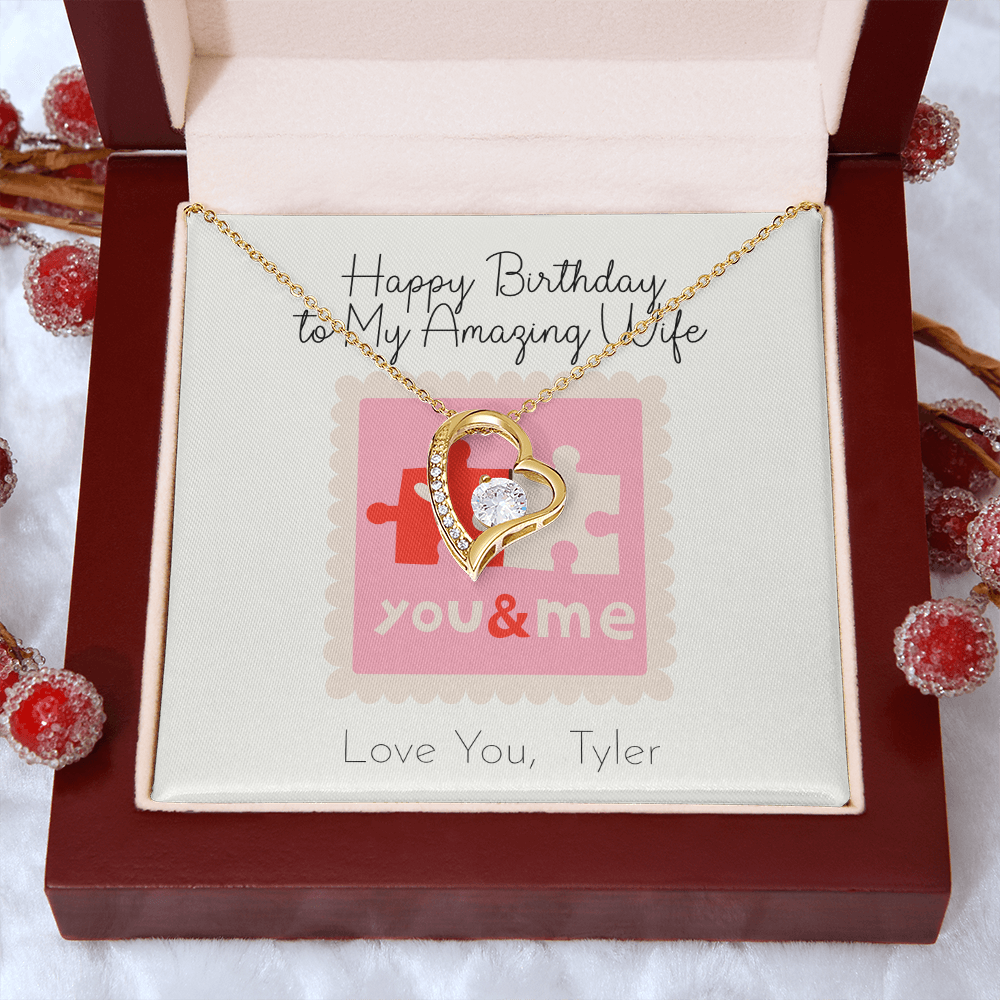 Personalized Happy Birthday- To My Amazing Wife- Forever Love Necklace