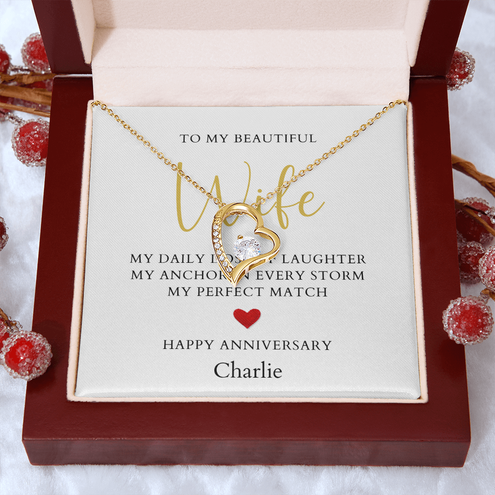 Personalized Anniversary-To My Beautiful Wife- Forever Love Necklace