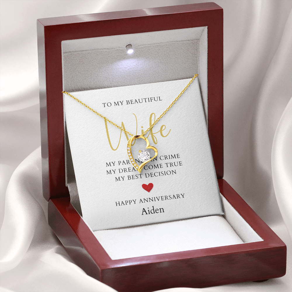 Personalized Anniversary-To My Beautiful Wife- Forever Love Necklace