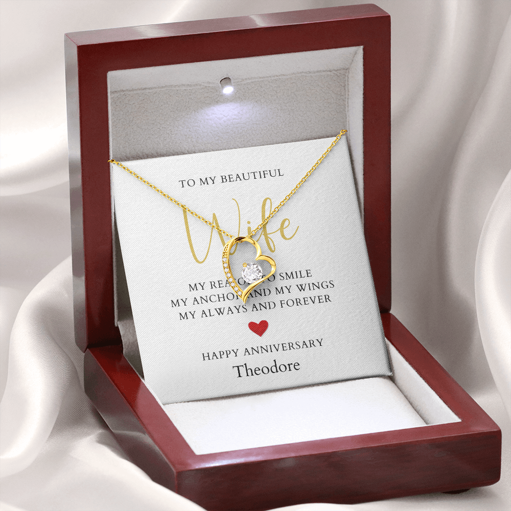 Personalized Anniversary-To My Beautiful Wife- Forever Love Necklace