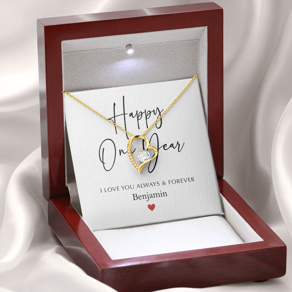 Personalized Happy One Year Anniversary-Forever Love Necklace