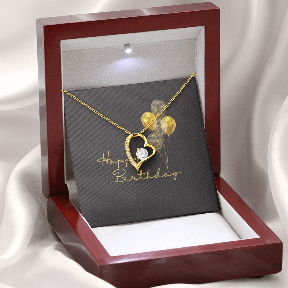 Happy Birthday- Black & Gold- Forever Love Necklace