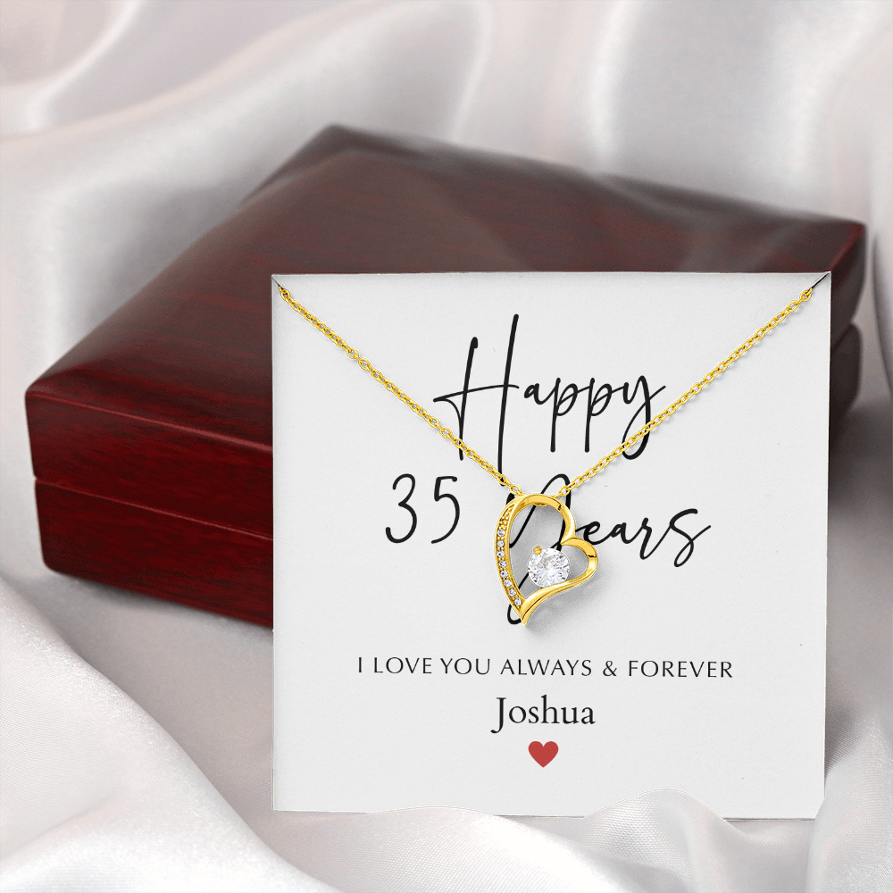 Personalized Happy Thirty-Five Year Anniversary-Forever Love Necklace