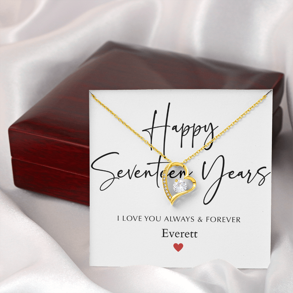 Personalized Happy Seventeen Year Anniversary-Forever Love Necklace
