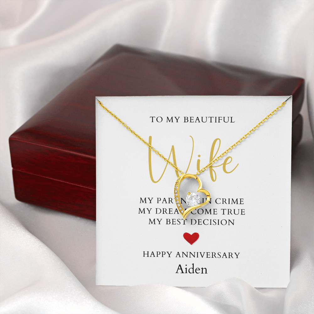 Personalized Anniversary-To My Beautiful Wife- Forever Love Necklace