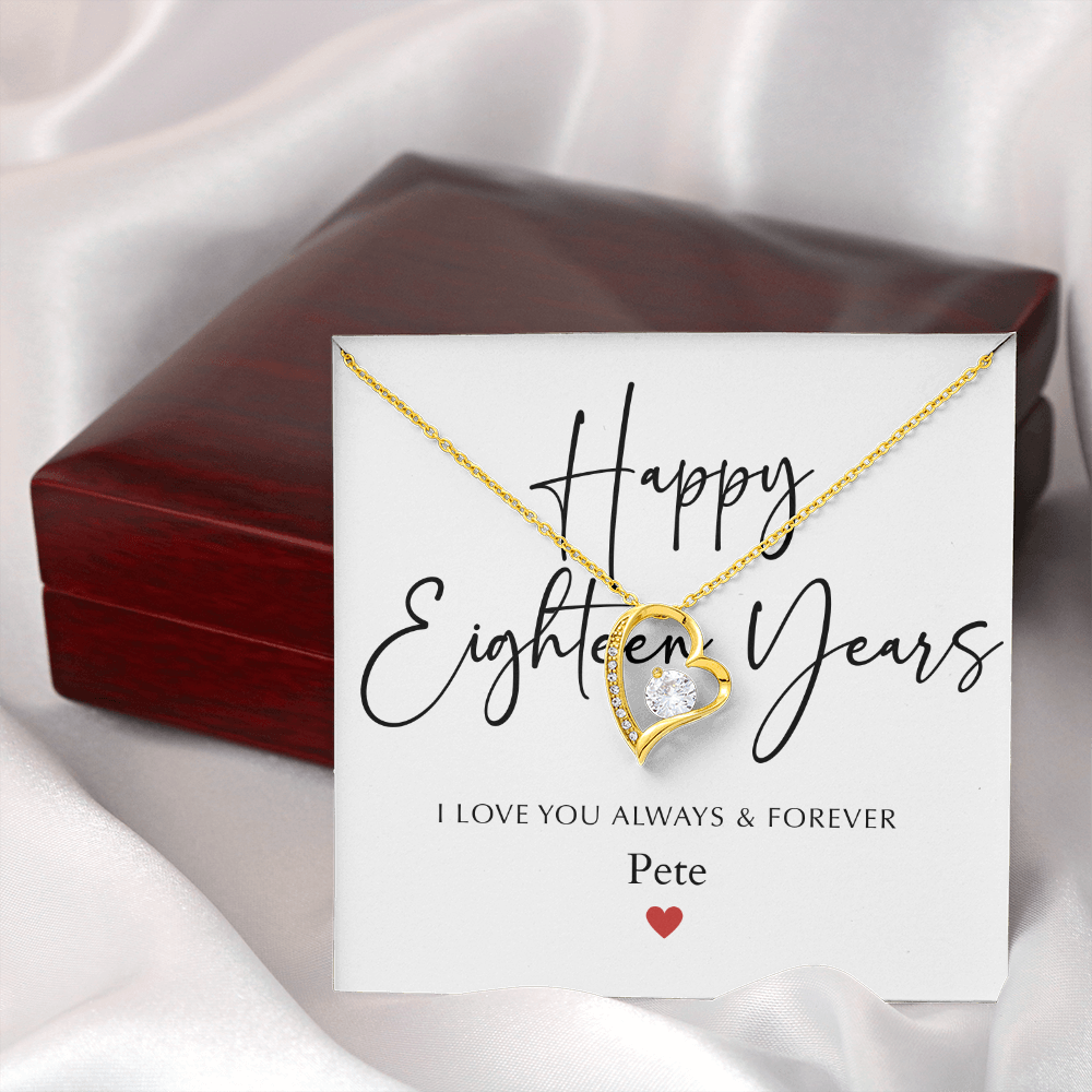 Personalized Happy Eighteen Year Anniversary-Forever Love Necklace