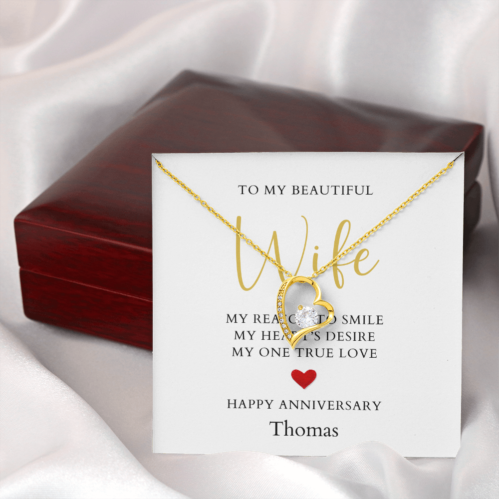 Personalized Anniversary-To My Beautiful Wife- Forever Love Necklace