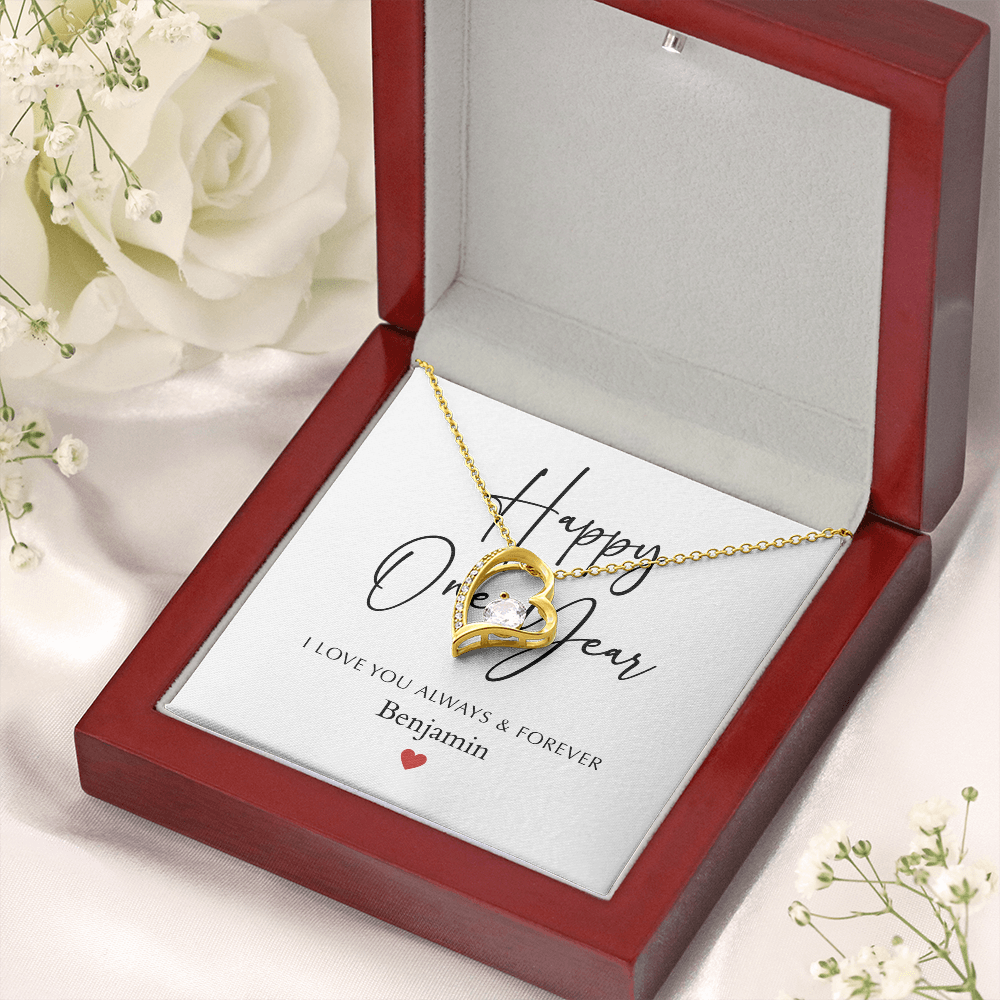 Personalized Happy One Year Anniversary-Forever Love Necklace