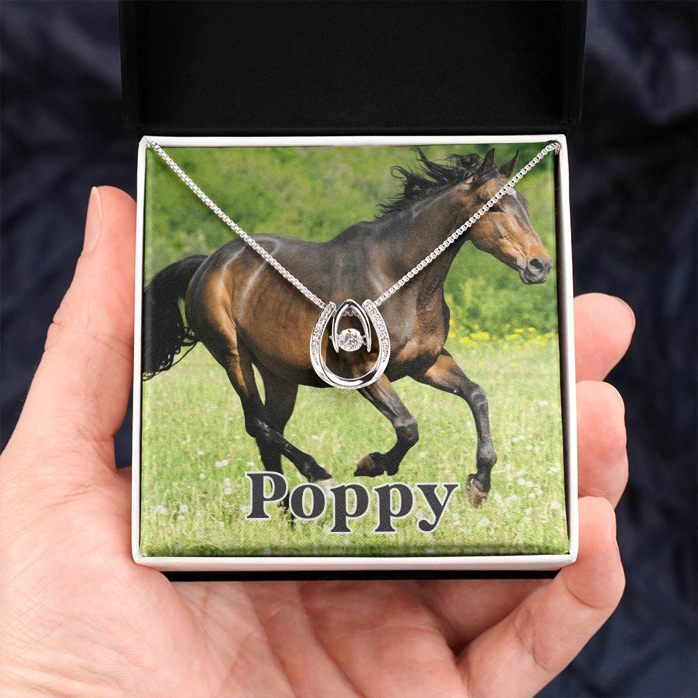Custom Horse Photograph & Name- Horseshoe Necklace