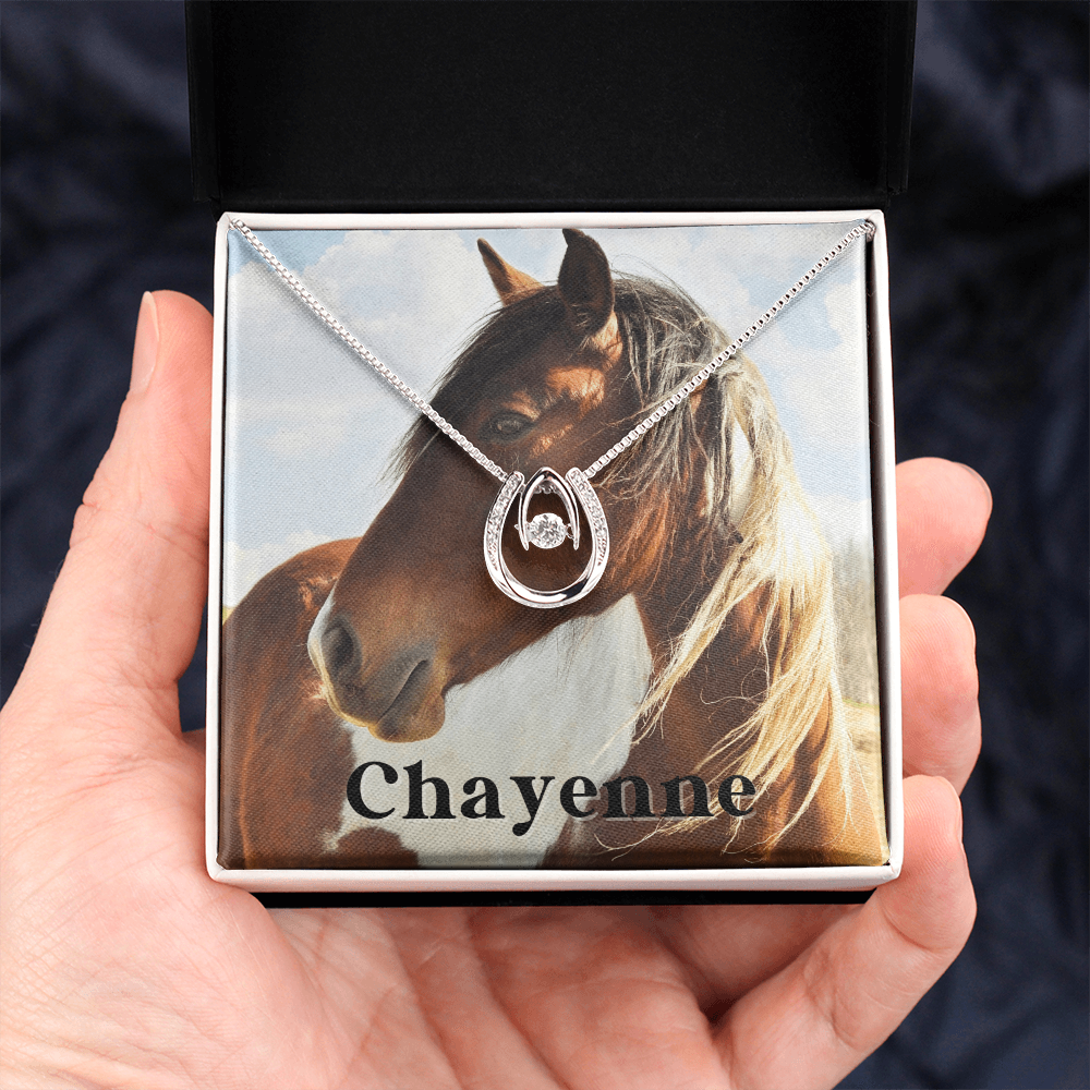Custom Horse Photograph & Name- Horseshoe Necklace