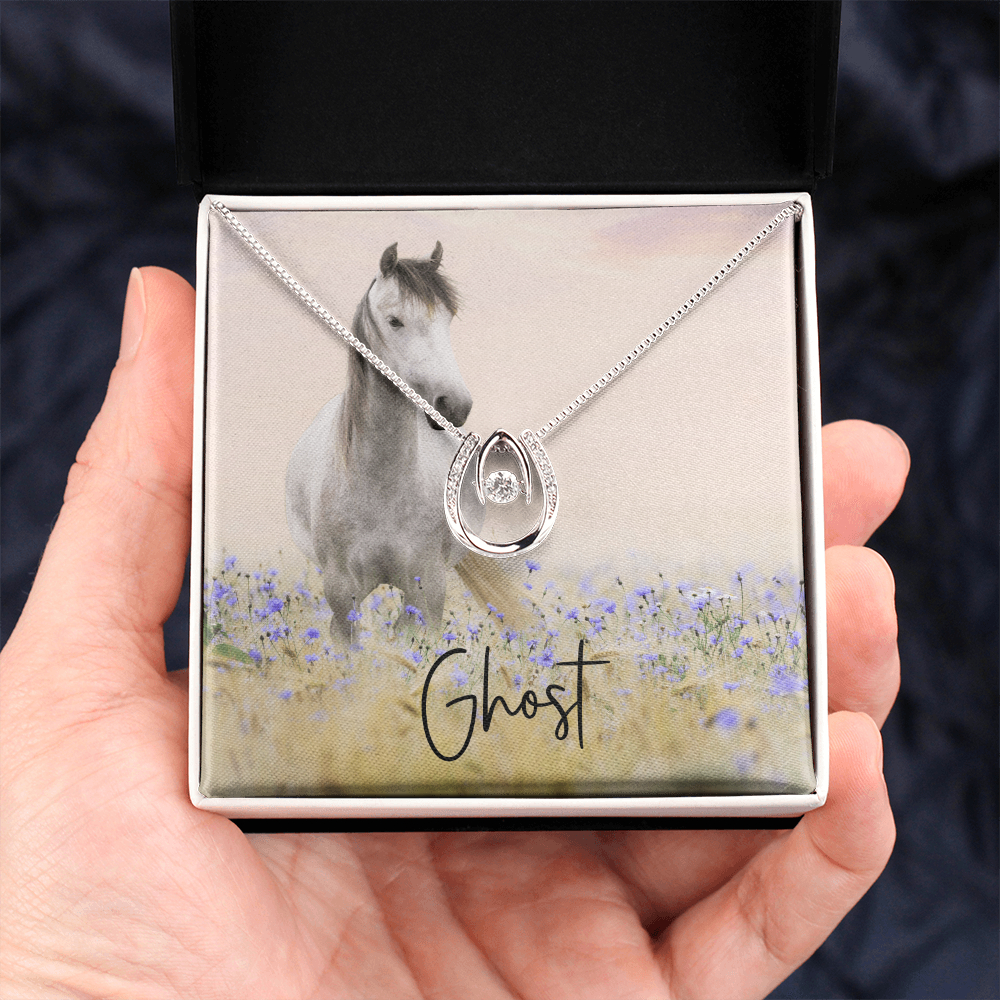 Custom Horse Photograph & Name- Horseshoe Necklace