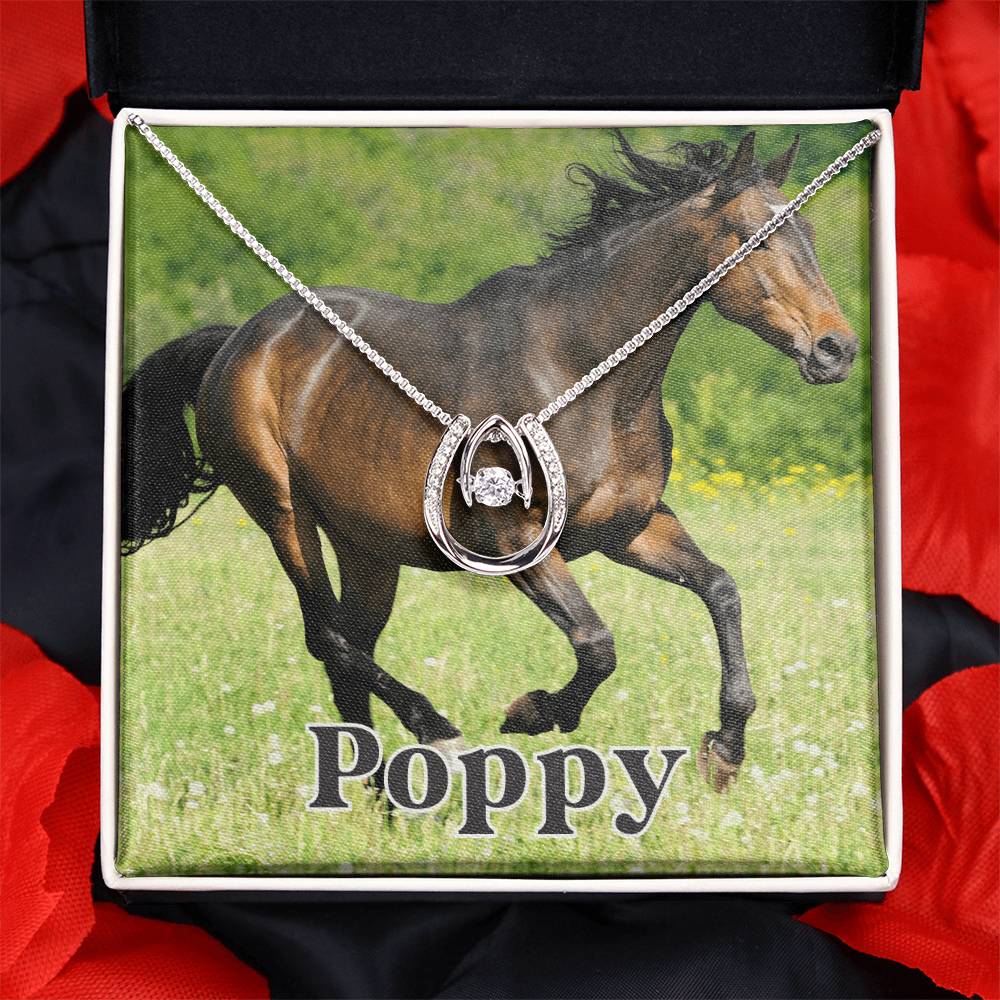 Custom Horse Photograph & Name- Horseshoe Necklace