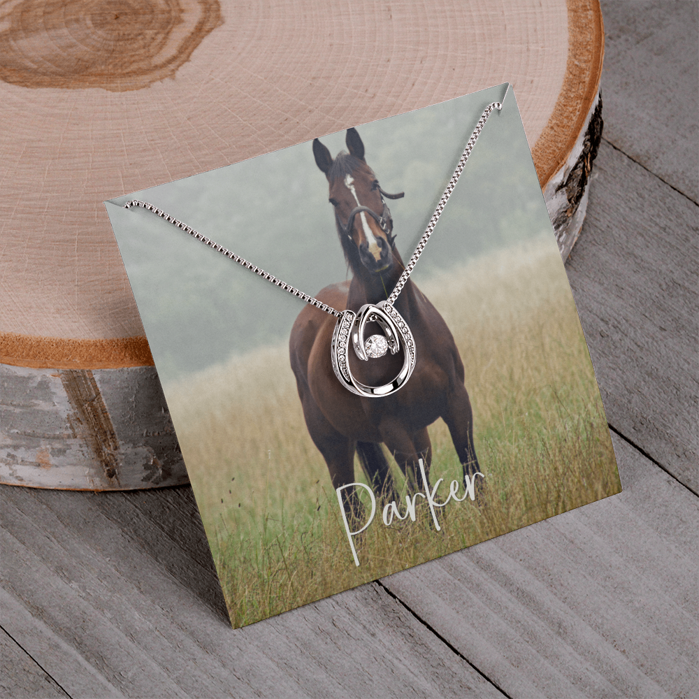 Custom Horse Photograph & Name- Horseshoe Necklace