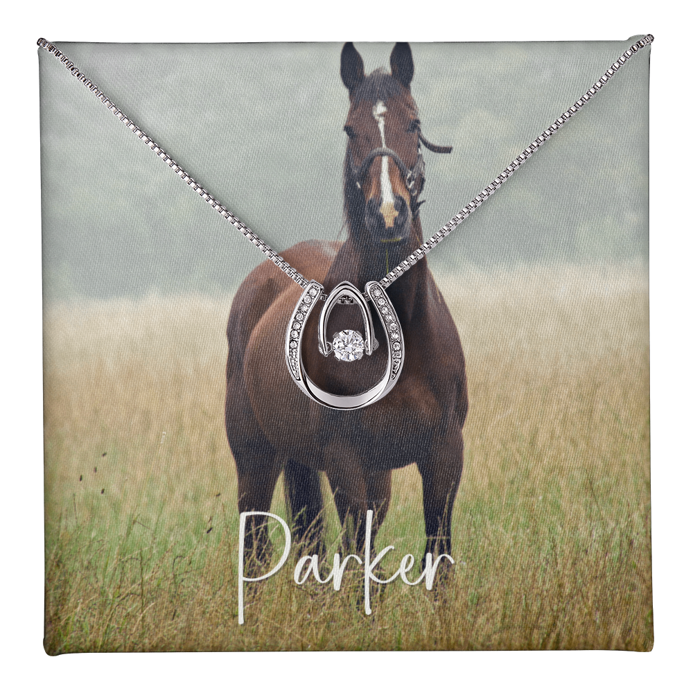Custom Horse Photograph & Name- Horseshoe Necklace