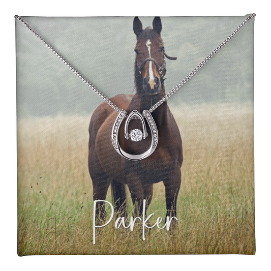 Custom Horse Photograph & Name- Horseshoe Necklace