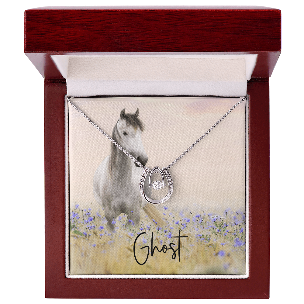 Custom Horse Photograph & Name- Horseshoe Necklace