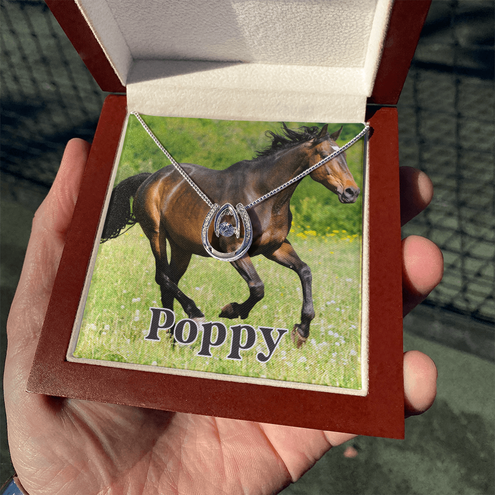 Custom Horse Photograph & Name- Horseshoe Necklace