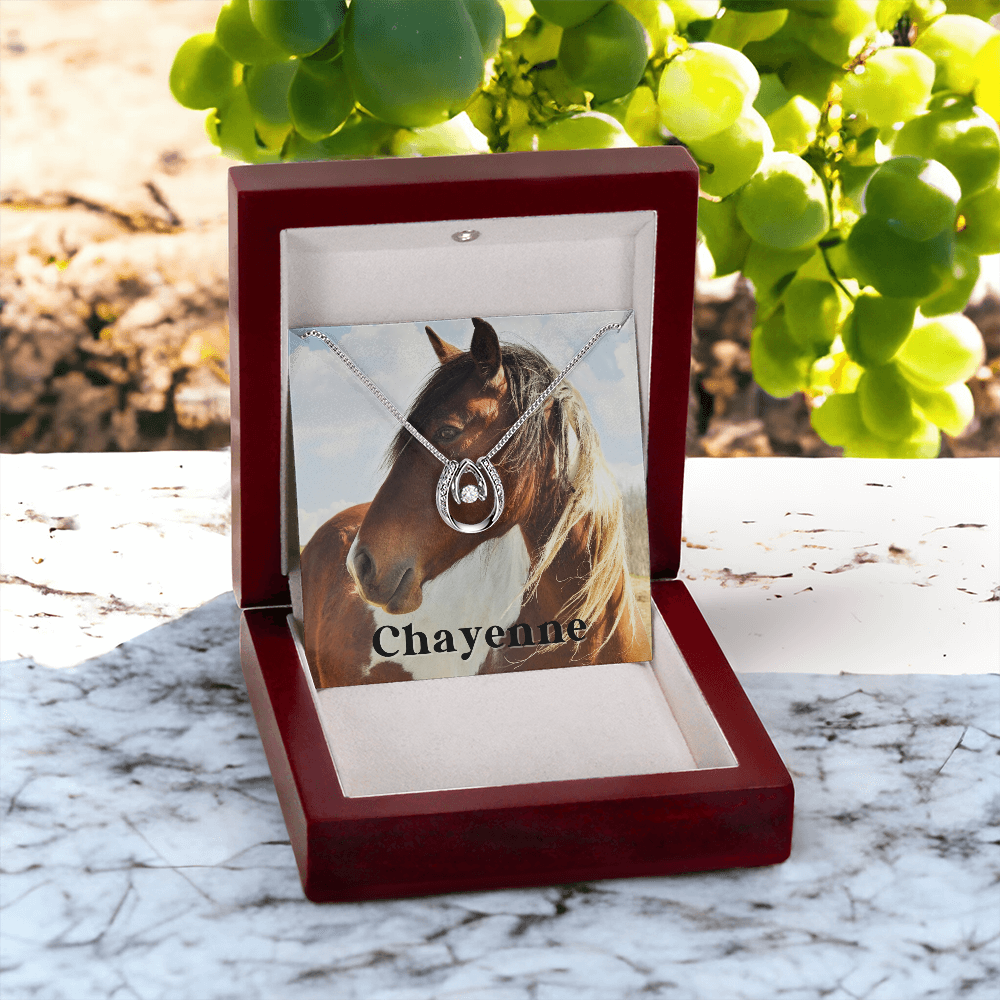 Custom Horse Photograph & Name- Horseshoe Necklace