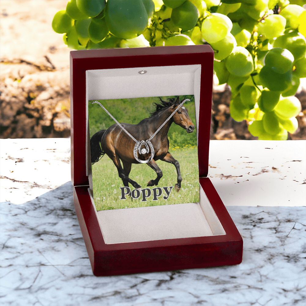 Custom Horse Photograph & Name- Horseshoe Necklace
