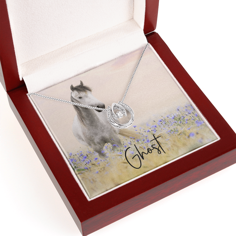 Custom Horse Photograph & Name- Horseshoe Necklace