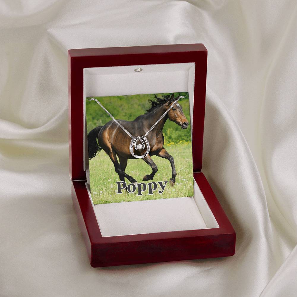 Custom Horse Photograph & Name- Horseshoe Necklace