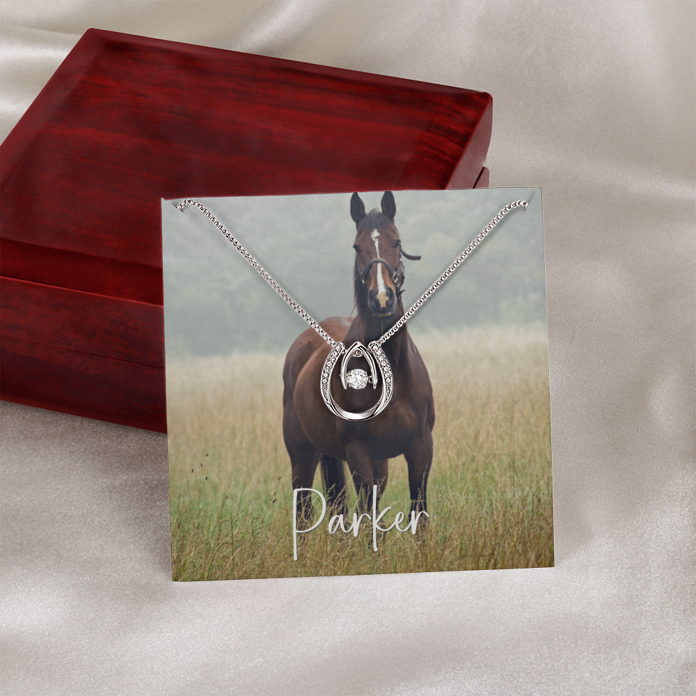 Custom Horse Photograph & Name- Horseshoe Necklace