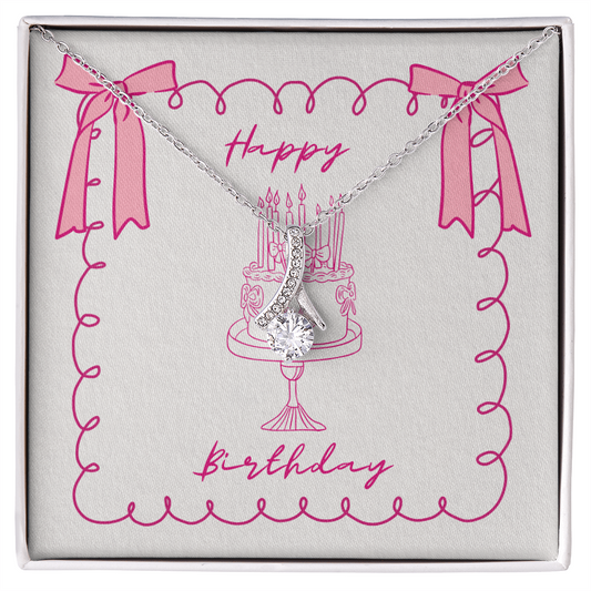 Happy Birthday- Pink Bows & Cake- Alluring Beauty Necklace