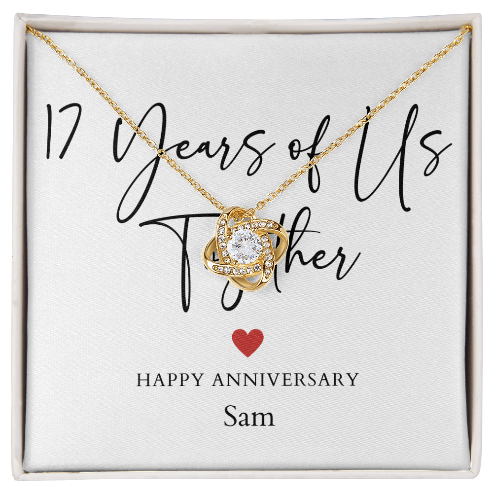Personalized Seventeen Years Of Us Anniversary- Love Knot Necklace
