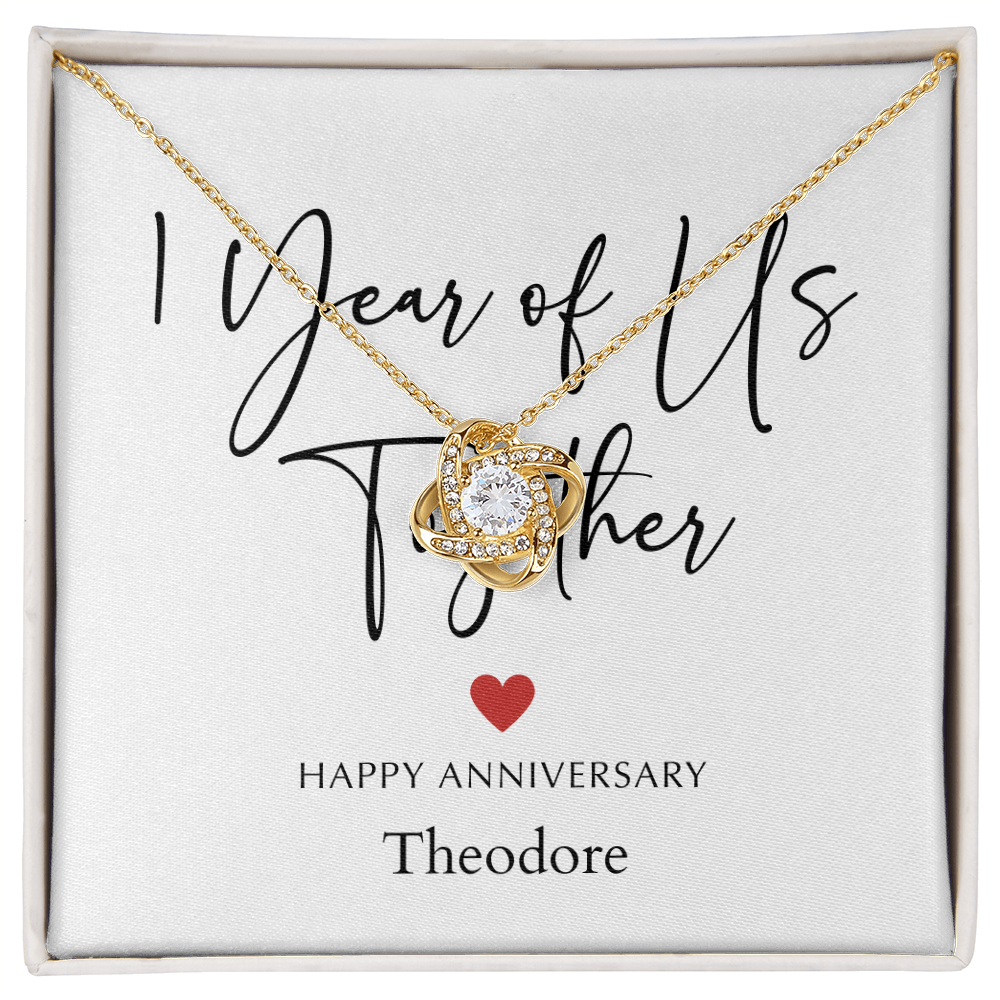 Personalized One Year Of Us Anniversary- Love Knot Necklace
