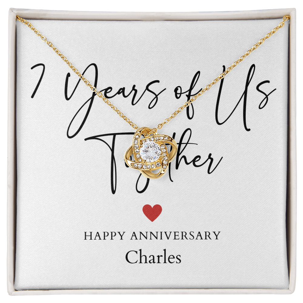 Personalized Seven Years Of Us Anniversary- Love Knot Necklace