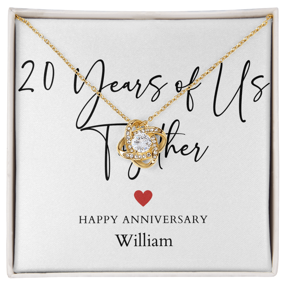 Personalized Twenty Years Of Us Anniversary- Love Knot Necklace
