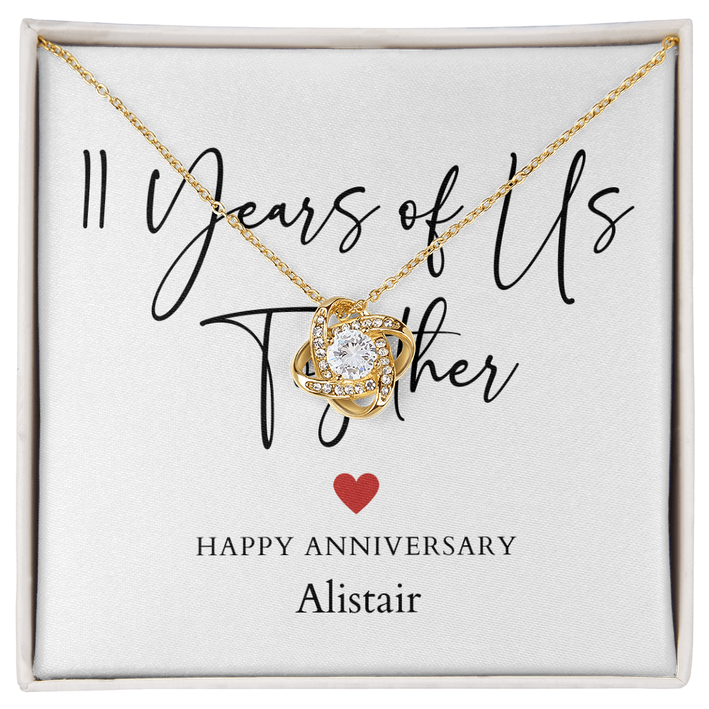 Personalized Eleven Years Of Us Anniversary- Love Knot Necklace