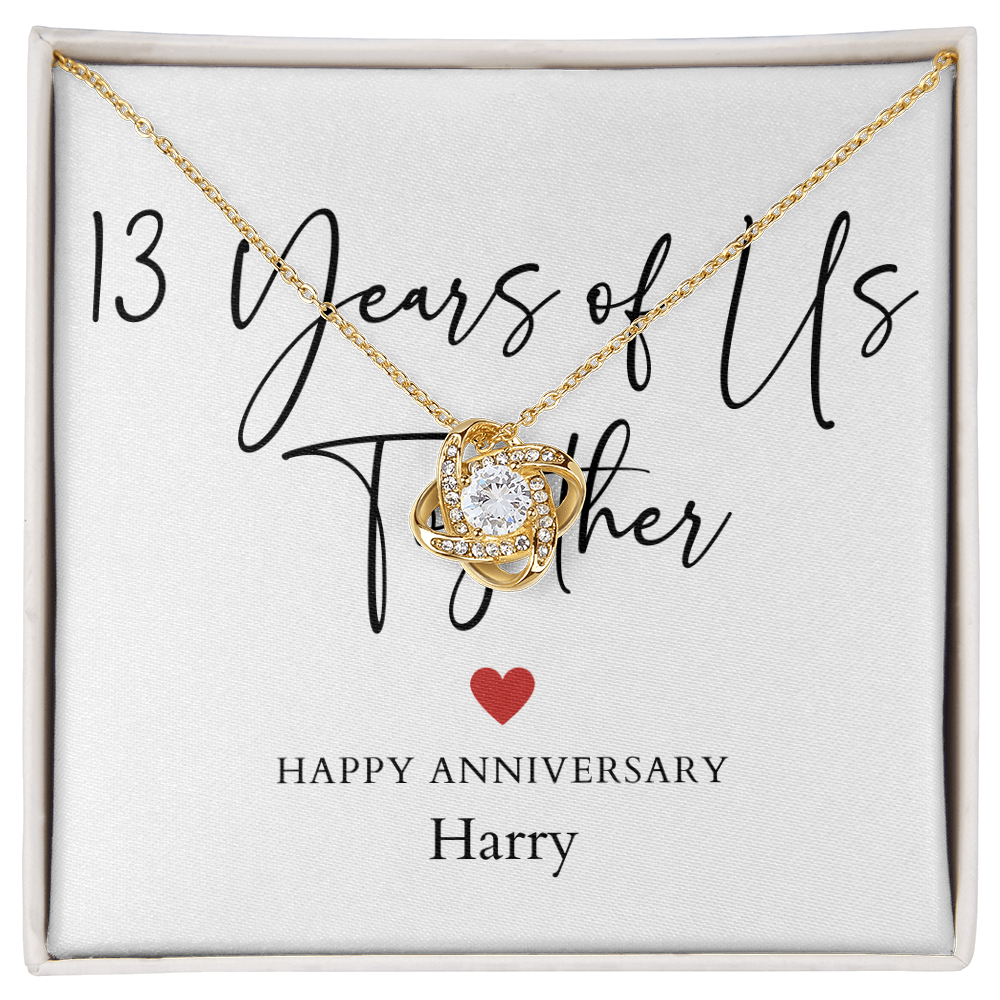 Personalized Thirteen Years Of Us Anniversary- Love Knot Necklace