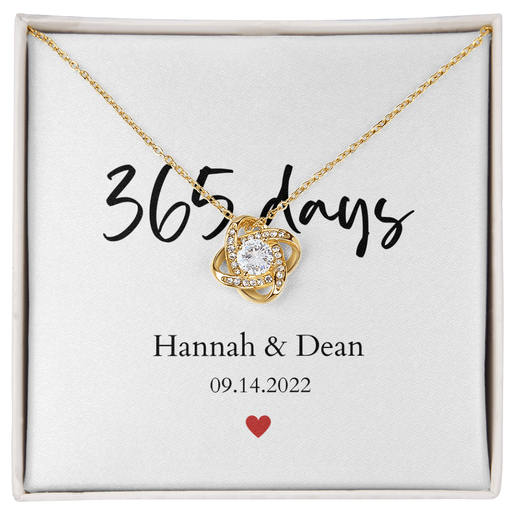 Personalized 1st Anniversary-365 days- Love Knot Necklace