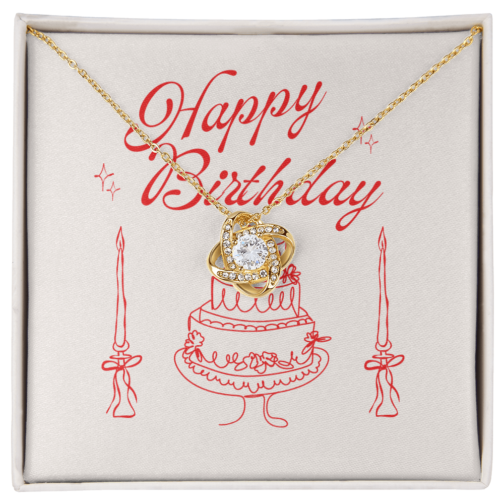 Happy Birthday- Pink Candles & Bows- Love Knot Necklace