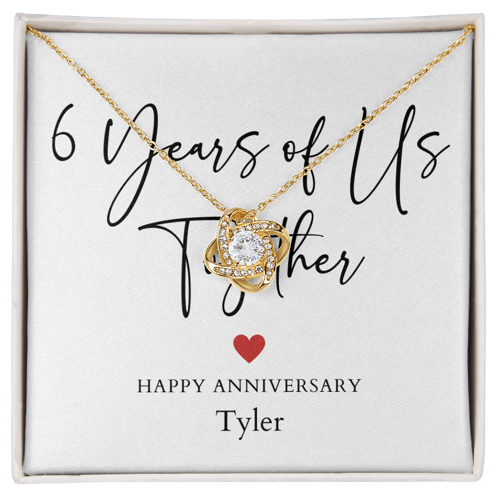 Personalized Six Years Of Us Anniversary- Love Knot Necklace