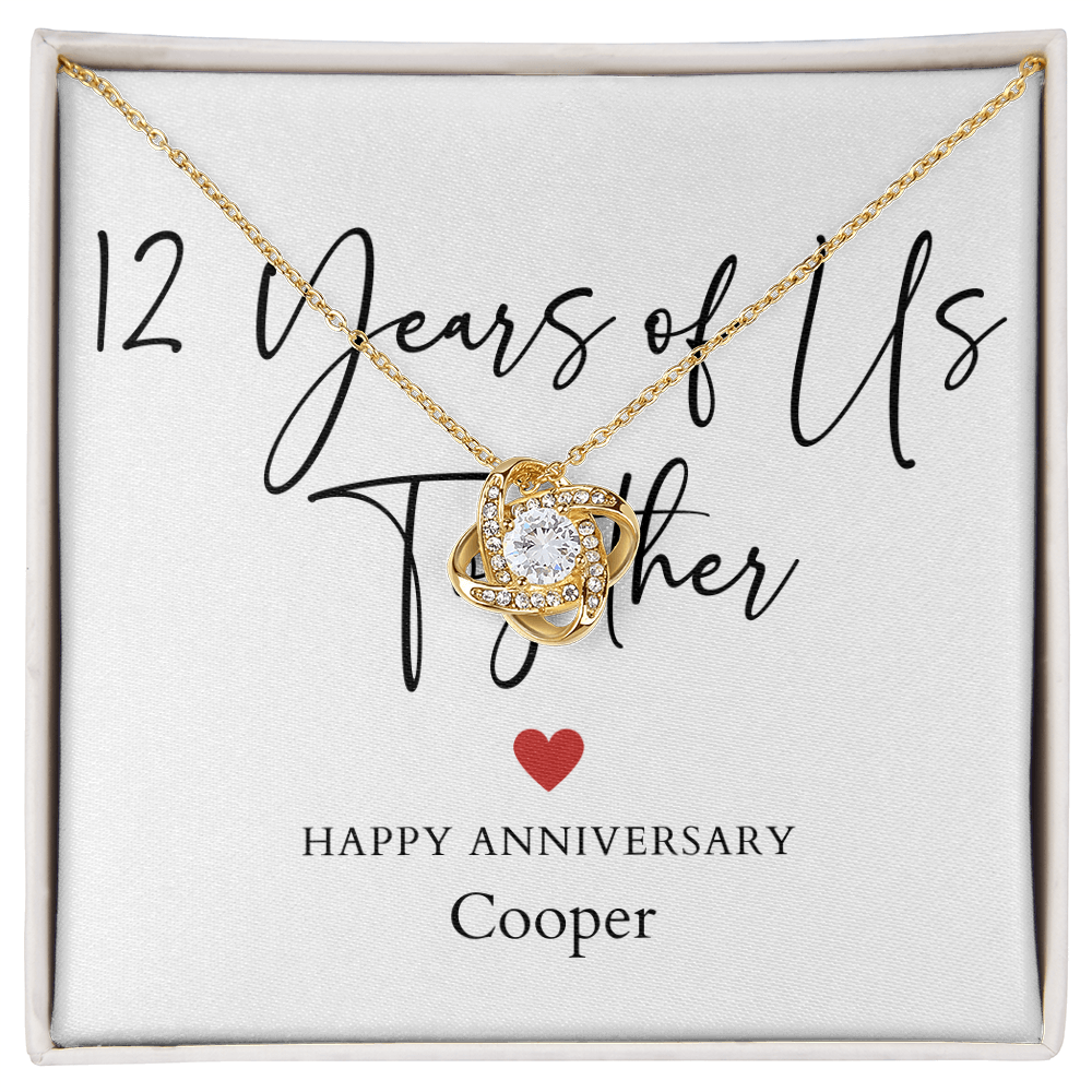 Personalized Twelve Years Of Us Anniversary- Love Knot Necklace