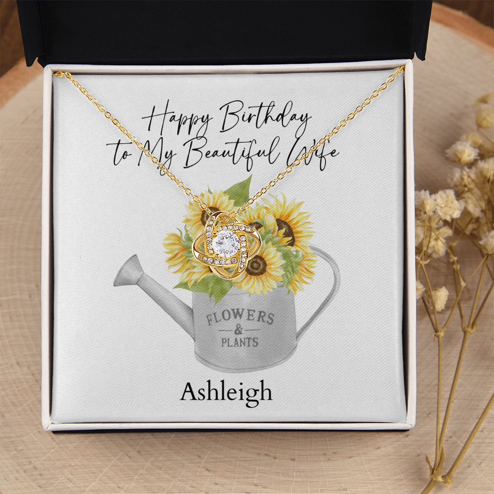 Personalized Happy Birthday- To My Beautiful Wife- Love Knot Necklace