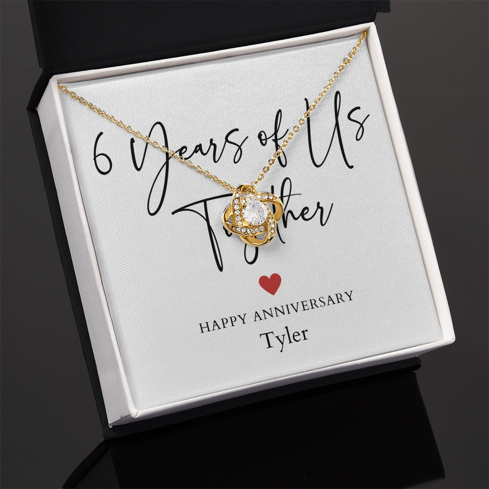 Personalized Six Years Of Us Anniversary- Love Knot Necklace