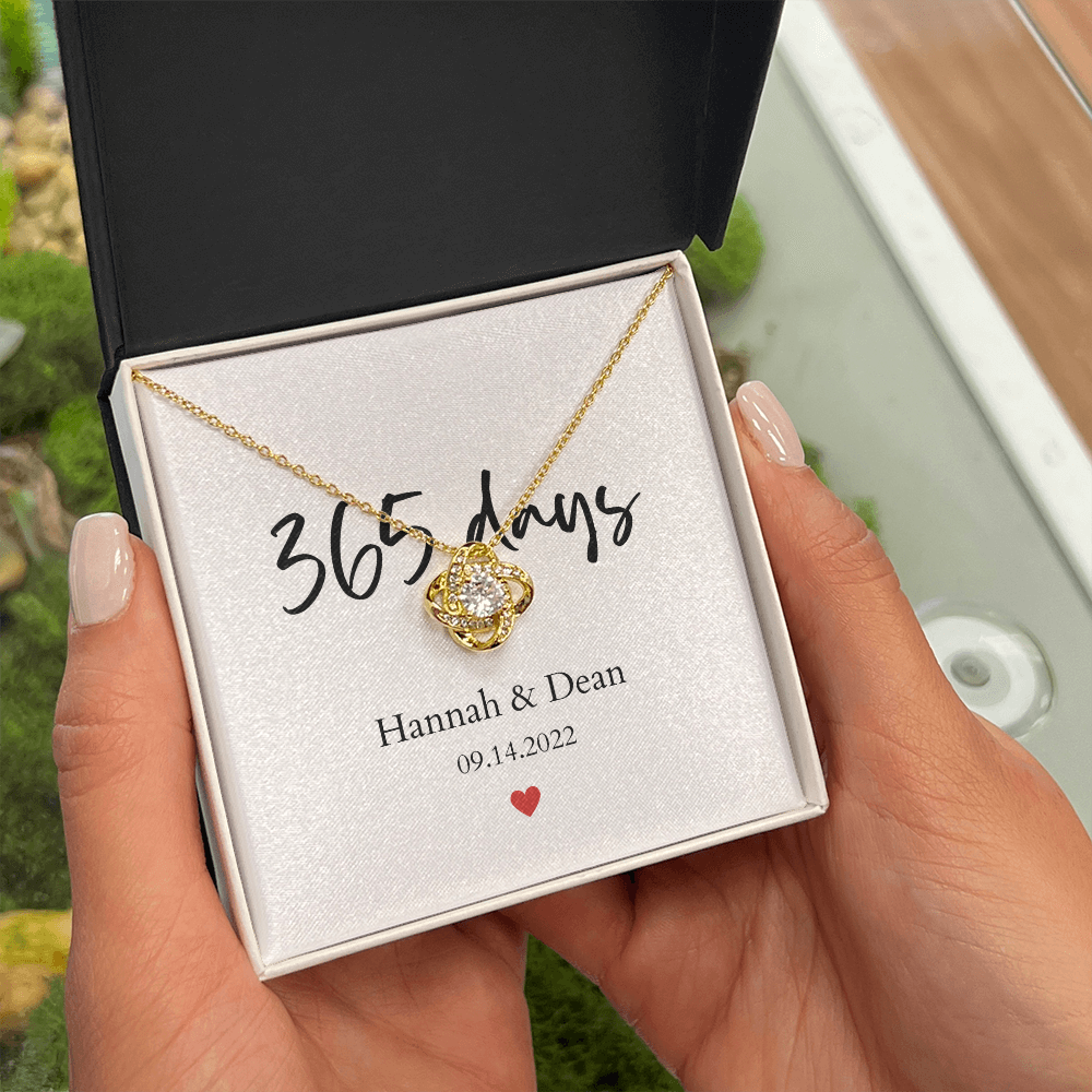 Personalized 1st Anniversary-365 days- Love Knot Necklace