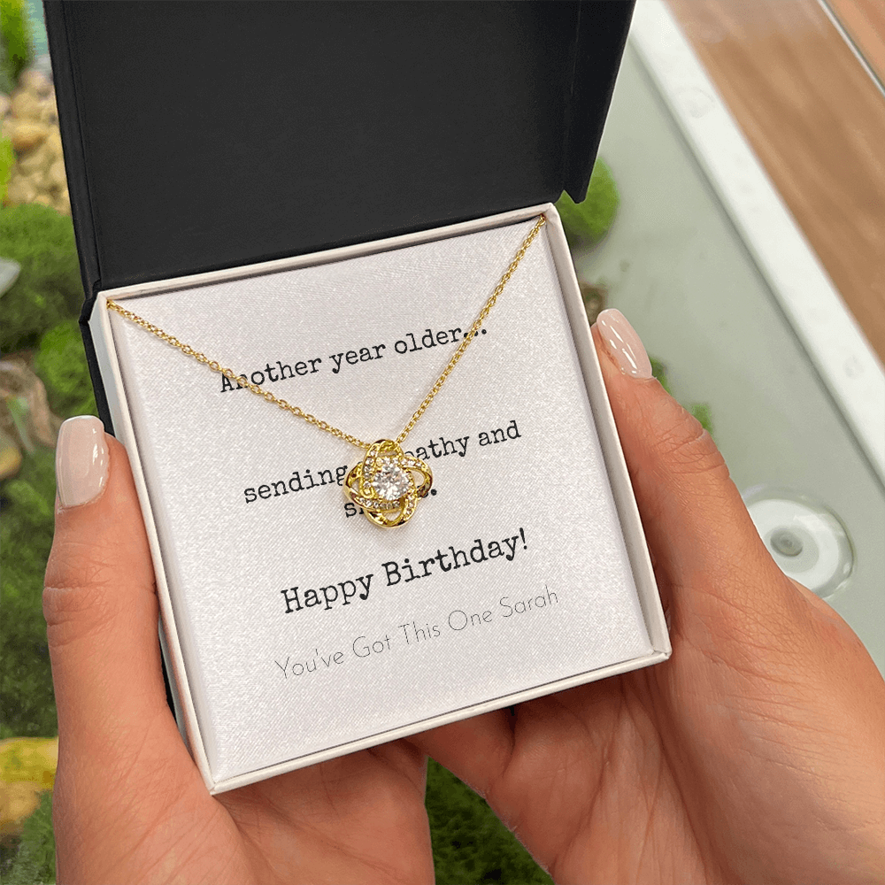 Personalized Happy Birthday-Sending Sympathy-Love Knot Necklace
