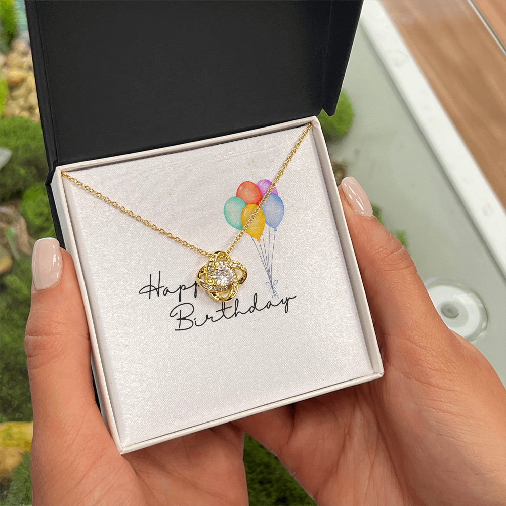 Happy Birthday- Bright Balloons- Love Knot Necklace